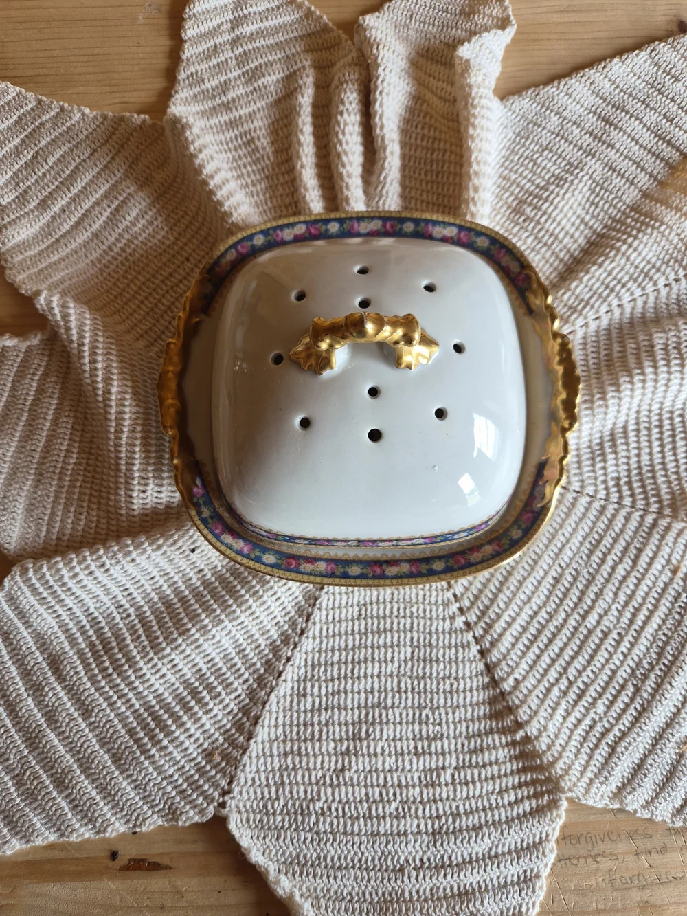 Antique J. Pouyat Limoges France Porcelain Butter Dish Floral